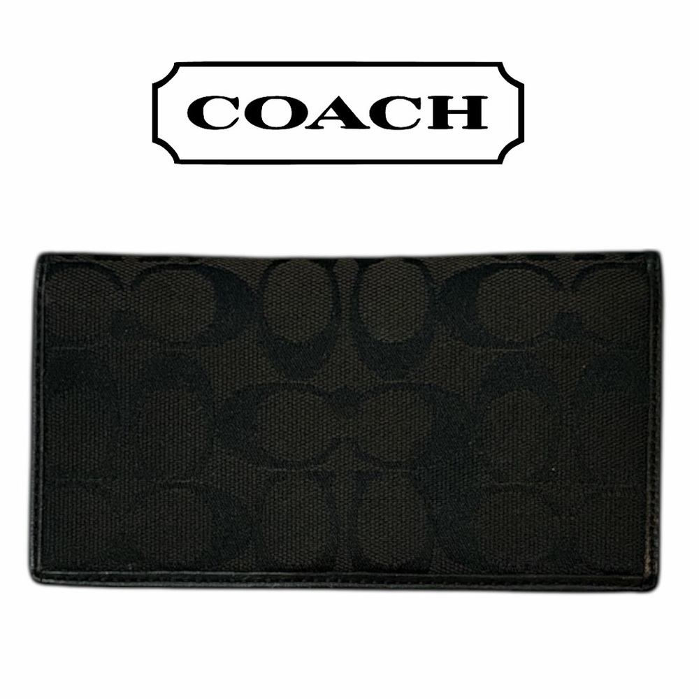 Coach Black Jacquard‎ Signature Slim Bifold Checkbook Cover
